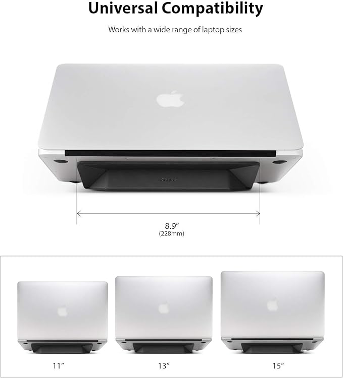 Ringke Laptop Stand Anti-Slide Smart Folding Portable Slim and Weightless Adhesive Stand for Laptop, iPad, Tablet, and More - Black