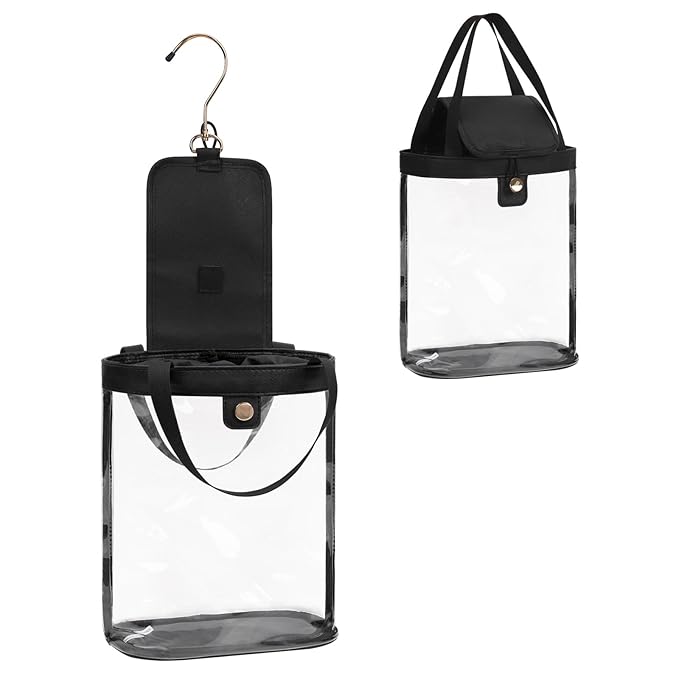 Travel Toiletry Bag, Hanging Clear Toiletry Bag for Women Men, Waterproof Travel Bag for Toiletries, Clear Makeup Bag Portable Shower Bag With Hanging Hook for Bathroom, Gym, Camping