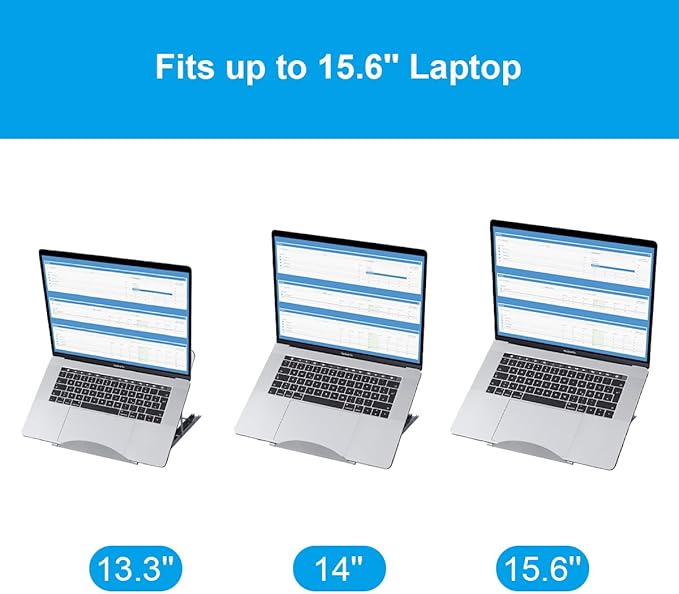 Ergonomic Laptop Tablet Stand Metal Mesh Ventilated Desktop Adjustable Computer Holder Riser Compatible with Apple MacBook Air Pro Dell XPS HP Samsung Lenovo More Laptops up to 16" (Black)