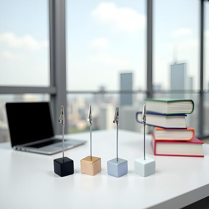 4 Pcs Memo Clip Holders Stand with Alligator Clasp Pictures Card Paper Note Clip for Office Home Use, Paper Stand for Desk, Office Memo Holders