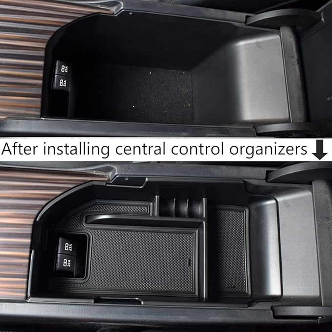 TACORBO Center Console Organizer Compatible with Camry XLE XSE 2018-2022 2023 2024 and Camry LE SE 2020 2021 2022 2023 2024 Insert Tray Accessories, Armrest Secondary Storage Box, Black Trim