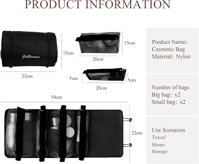 LumiSyne 4 In 1 Detachable Toiletry Bag Hanging Roll-Up Makeup Bag Large Capacity Travel Wash Bag Mesh Cosmetic Bag Portable Foldable Toiletry Bag Waterproof Cosmetic Organizer Bag For Travel Daily