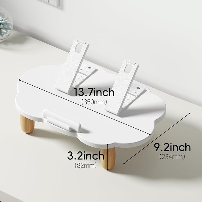 AFOOYO Adjustable Wood Laptop Stand, Ergonomic Height Angles Computer Stand, Cloud-Shaped Holder Riser Notebook Stand for Desk Compatible with Air, Pro, Dell, HP, Lenovo More 10-17.3" Laptops, White