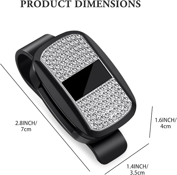 Sunglass Holder for Car Visor Clip, Push-Button Opening Car Sunglass Holder, Visor Sunglasses Holder Clip, Fits Cars, Trucks, SUVs and More (Diamond Surface Style)