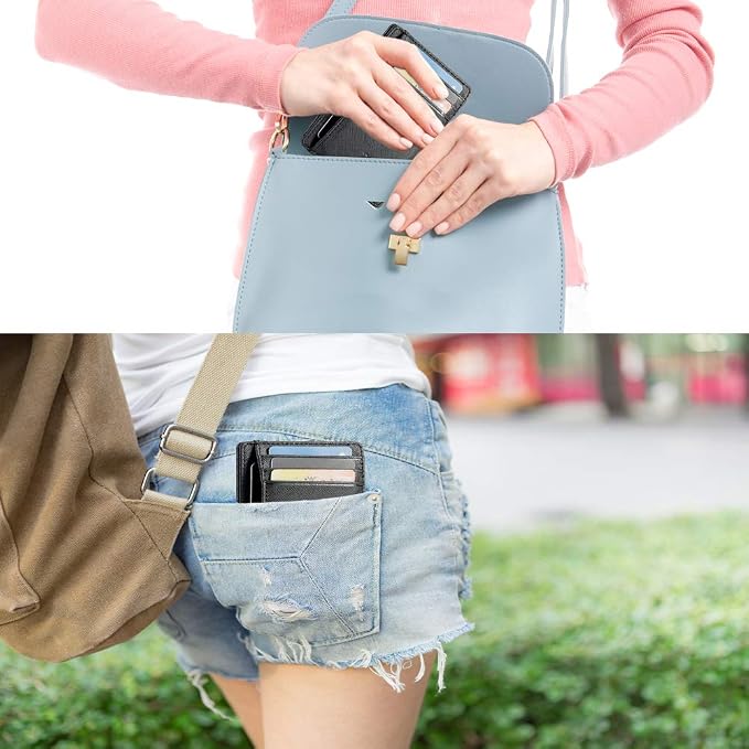 GH GOLD HORSE Slim RFID Blocking Card Holder Minimalist Leather Front Pocket Wallet for Women | Slim