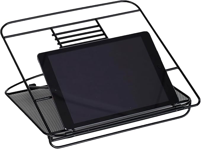 Safco 2161BL Onyx Mesh Adjustable Ventilated Tabletop Laptop Stand, Ergonomic Lift Stand' Black