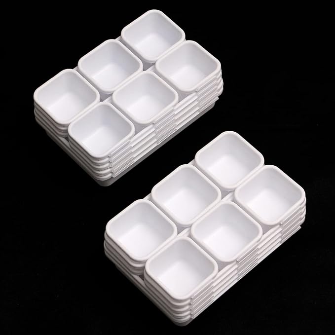 TENABORT 42 Pack Interlocking Desk Drawer Organizer Tray Dividers Plastic Shallow Narrow Drawers Organizers Separators Storage Bins Container for Kitchen Bathroom Makeup Office Vanity Dresser White
