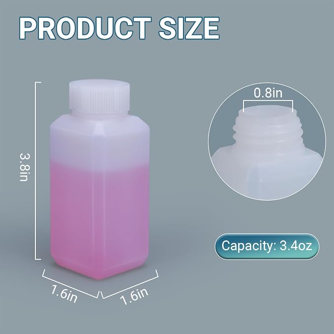 3.6oz/110ml Leak Proof Plastic Bottles with Caps for Liquids Sample, Reusable Small Bottles Containers for Travel, Camping and Hiking (Translucent, 10 Pcs)
