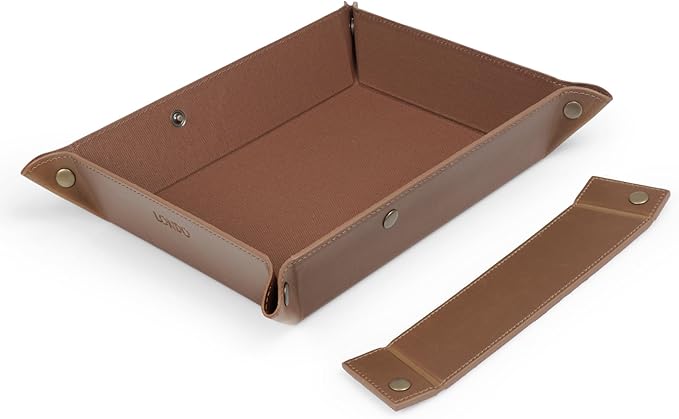 Londo Leather Tray Organizer - Practical Lightweight Water Resistant Computer Table Desk Storage Box for Wallets, Watches, Keys, Coins, Cell Phones and Office Equipment