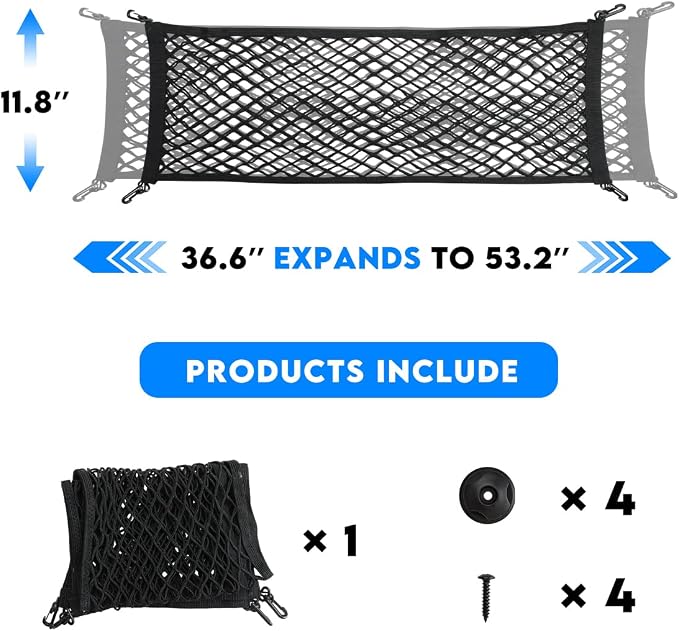 MARCHFA Car Rear Trunk Cargo Net Compatible for 2024 2025 2026 Subaru Impreza Crosstrek Accessories Cargo Storage Organizer Mesh Net