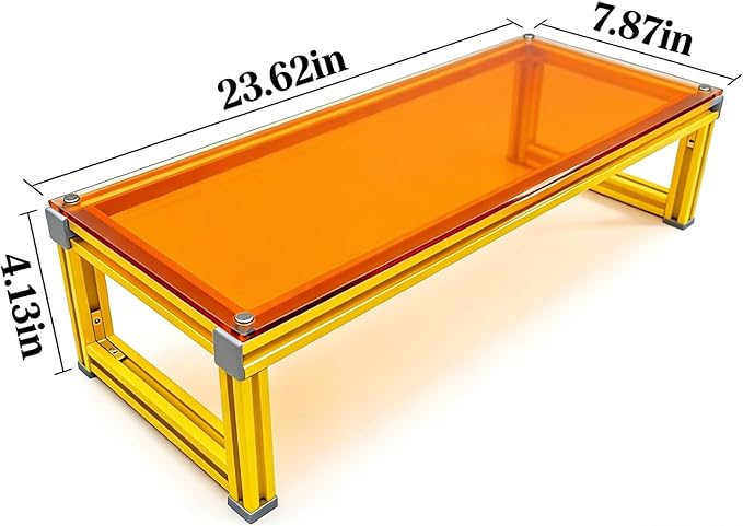 Monitor Stand Riser Acrylic & Aluminum, 23.6"×7.9"×4.1" Heavy-Duty Ergonomic Screen Stand with Under-Storage for Neck Pain Relief, Universal Riser for Laptop, PC, iMac, Home Office Workstation & Gaming