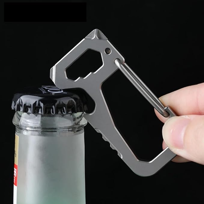 Titanium Carabiner Keychain for Men, Heavy Duty Key Ring Clip with Bottle Opener, EDC Multitool Holder for Keys Belt