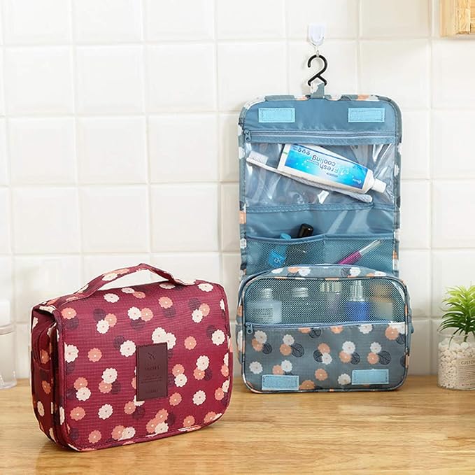 Sechunk Waterproof Travel Toiletry Bags Hanging Multi-function Cosmetic Bag Makeup Bag for Women (pink_Stripe)