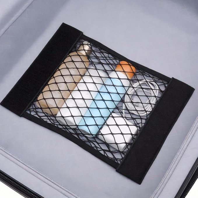 3 Pack Car Trunk Storage Net with Nylon Sticker, Mesh Cargo Net for Car Trunk Storage, Secure Cargo Holder for Auto SUV Trunk Back RV Camper, Pouch Bag Storage for Storing Bottles Tools Small Items
