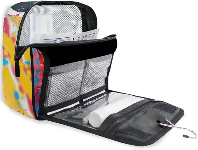 Hanging Travel Toiletry Bag Kit Boys Makeup Case Cosmetics Organizer for Men Women (Soccer Colorful)
