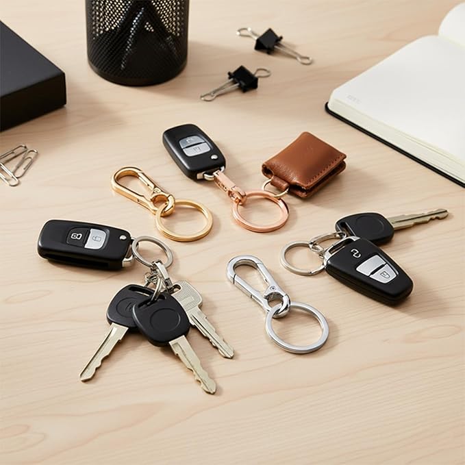 Metal Key Chain Sturdy Keyring Clip Holder for Car and Home Keys, Keychains For Men and Women 4 Pack DIY