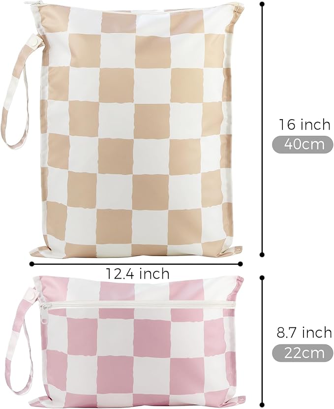 RelaxScene Wet Bag for Swimsuit - 2 Pack Waterproof Wet Dry Bag for Clothes - Baby Diaper Bag - Travel Laundry Daycare Bags - Baby Beach Essentials - Bogg Bag Accessories