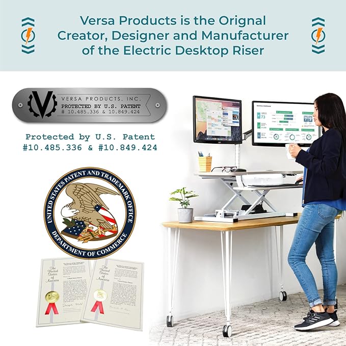 VERSADESK® PowerPro™ 36” x 31” Corner Standing Desk Converter | 36 Inch Electric Height Adjustable Desk Riser - Sit or Stand w/programmable Controller, Keyboard Tray & USB Hub, Cherry