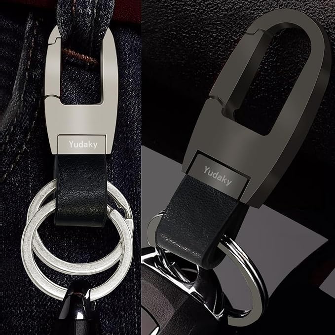 Key Chain Leather Heavy Duty Car Keychain for Men and Women 2 Pack