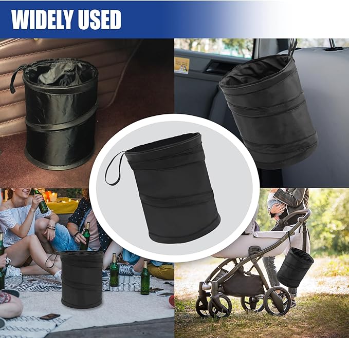 Collapsible Car Trash Can, Mini Portable Automotive Garbage Bag, Pop-Up Vehicle Rubbish Bin, Waterproof Waste Basket Bin with Magic Sticker, Hanging Washable Auto Trash Bag (1PC)