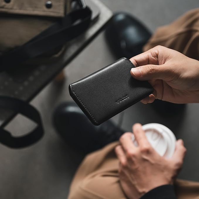 VULKIT Slim Minimalist Card Holder RFID Blocking Leather Credit Card Holder Front Pocket Wallet Magnetic Closure