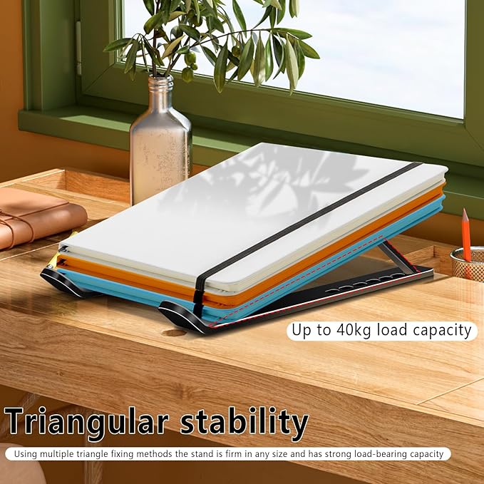 Laptop Stand, Computer Tablet Stand, Adjustable Aluminum Foldable Portable Laptop Holder Riser, Compatible with MacBook Air Pro, Lenovo, HP, Dell, More 10-15.6??Laptops and Tablets (Black)