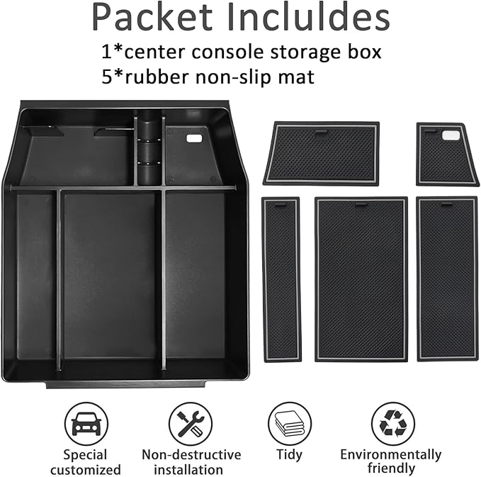 Center Console Organizer Tray for Ford F150 2021 2022 2023 2024 Accessories Interior Secondary Storage Armrest Box Insert Hidden Cubby Drawer (Full Console w/Bucket Seats ONLY) (Gray Trim)
