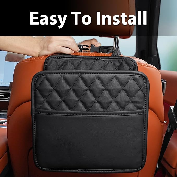 FrgKbTm 2Pack Car Seat Back Organizer, Waterproof Car Backseat Organizer with Cup Holders Large Capacity Hanging Car Storage Bag for Phones Documents Cups Bottle Travel Compatible with Most Vehicles