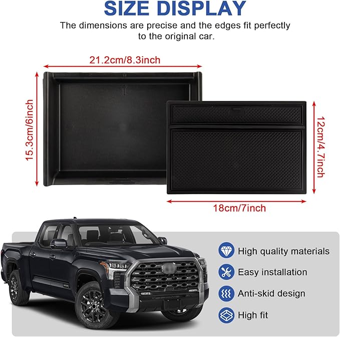PSLER Fit for 2022 2023 2024 2025 Tundra Center Console Insert Lower Storage Tray Organizer Compatible with Tundra 2022 2023 2024 2025 SR SR5 Limited TRD PRO