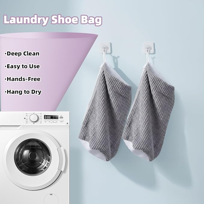 Shoe Washing Machine Bag Shoe Laundry Bags for Sneakers Reusable 2pc Shoes Cleaning Bags 360° Deep Clean for All Shoes Types With Invisible Zipper