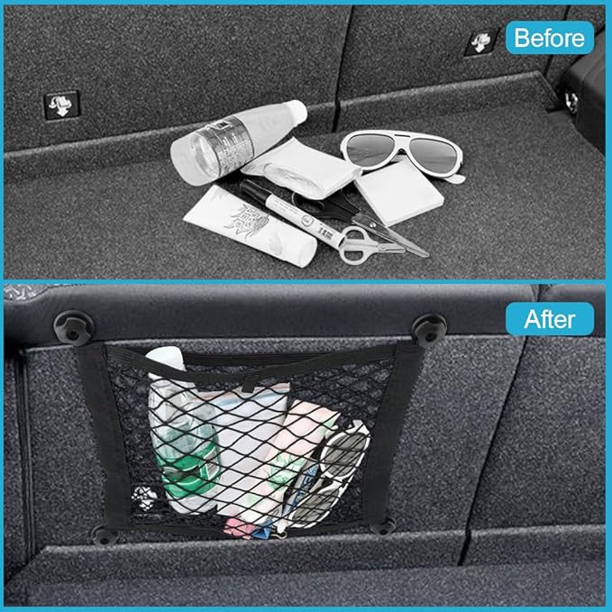 2 Pack Elastic Small Cargo Net Pocket,Small Cargo Net with Hooks,Cargo Netting Bungee,Storage Net,Boat Storage,Trunk Net Organizer for Car,Truck Netting for Cargo(18.9x13.78 inches)