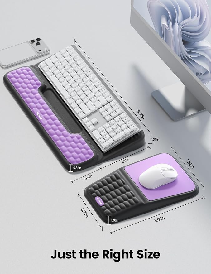 Vaydeer Keyboard Stand and Mouse Pad Set Wrist Rest, Computer Wrist Support Pad, Memory Foam Desk Cushion Mouse Support, Ergonomic Tilt Keyboard Riser Lift, Palm Hand Typing for Office, Home, Gaming