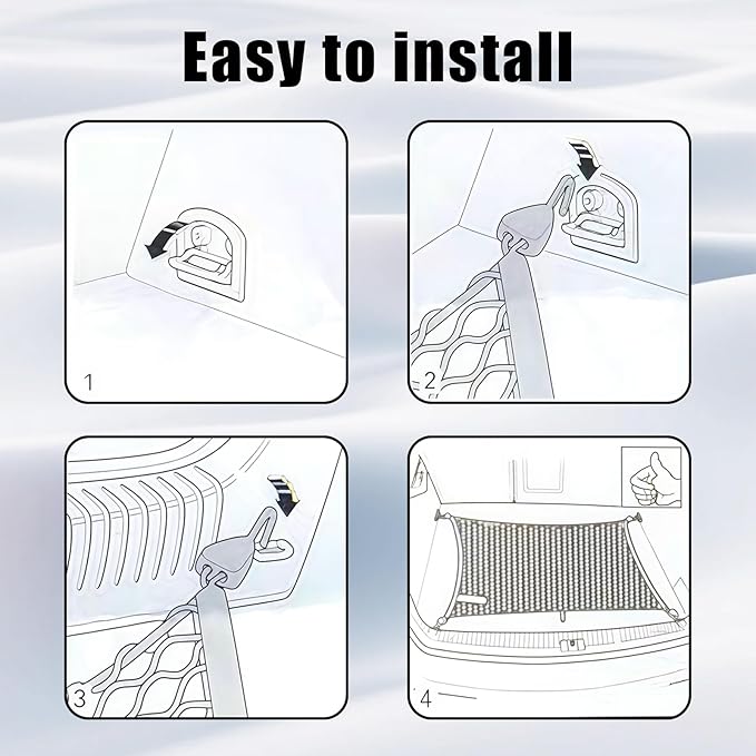 Highly Elastic Cargo Net for SUV, Truck Bed Netting for Cargo with 4 Hooks, Tidy Trunk, Easy Installation, 31.5" x 23.62" Truck Bed Net for Car, SUV Organizer and Storage