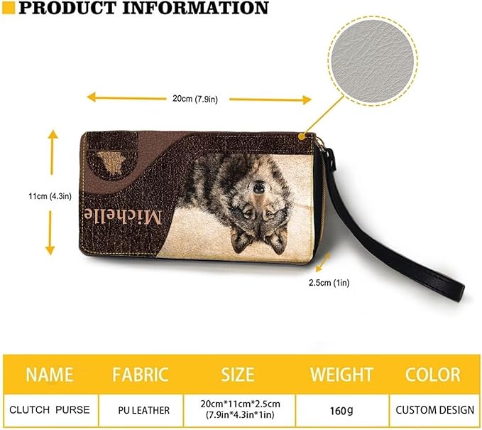 Bulopur Custom Name Wallet for Women Wolf Purse with Wristlet PU Leather Waterproof Ladies Purses Handbag Zip Around Coin Cash Clutch Card Organizers Gifts for Him