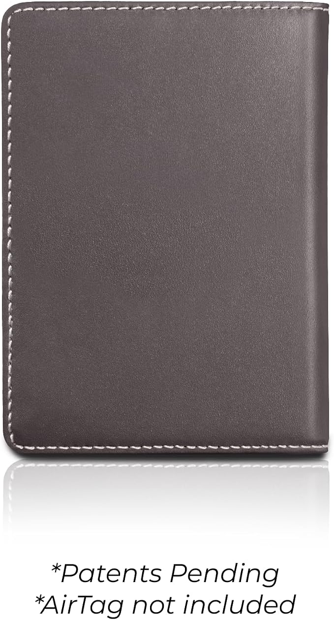 Kings Loot Passport Holder Wallet – RFID Blocking Leather Travel Wallet with Built-in Airtag Holder – Holds 1-6 Cards & Passport – Easy Pull Tab – Slim & Stylish Wallets (Slate)