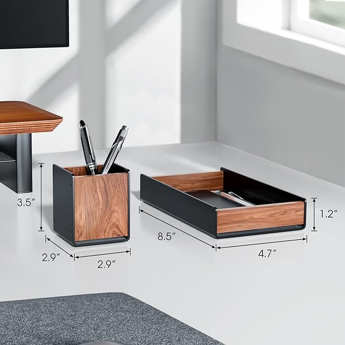 UPERGO Wooden Vertical Laptop Stand, Desk Tray and Headphone Stand
