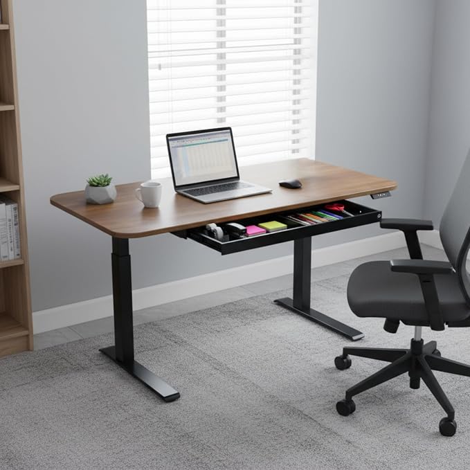 Perfect POSTURE Max Under Desk Storage Drawer – Large Desk Drawer with Lock for Regular & Sit-Stand Standing Desks, White (13" x 26.5")