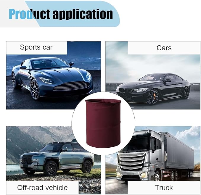 Collapsible Trash Can Car Garbage Bag - Leather Pop-up Car Trash Bin with Elastic Band - Hanging Foldable Garbage Can Vehicle Waste Basket Bin - Double-Layer Washable Bag for Cars Camping (Red)