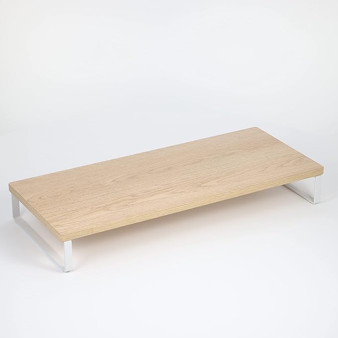 Lihit Lab A8001-35 Computer Stand, Monitor Stand, Wood Grain MDF, Standard, Natural, Width 23.2 x Depth 9.8 x Height 3.1 inches (59 x 25 x 8 cm), Load Capacity 33.1 lbs (15 kg)