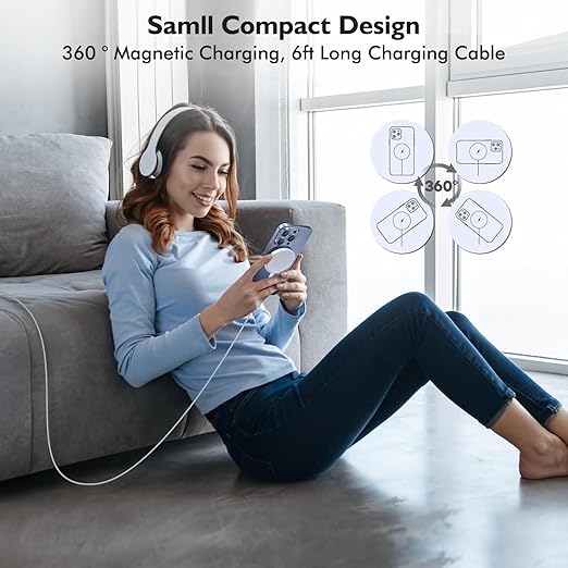 Magnetic Charger for iPhone 17,Mag-Safe Fast Wireless Charging 2Pack 6Foot Magnetic Apple Charger Pad with 2Pack USB C PD Fast Charging Block for iPhone 17/17 Pro/16 Pro Max/Plus/15/14,AirPods 3/Pro 2