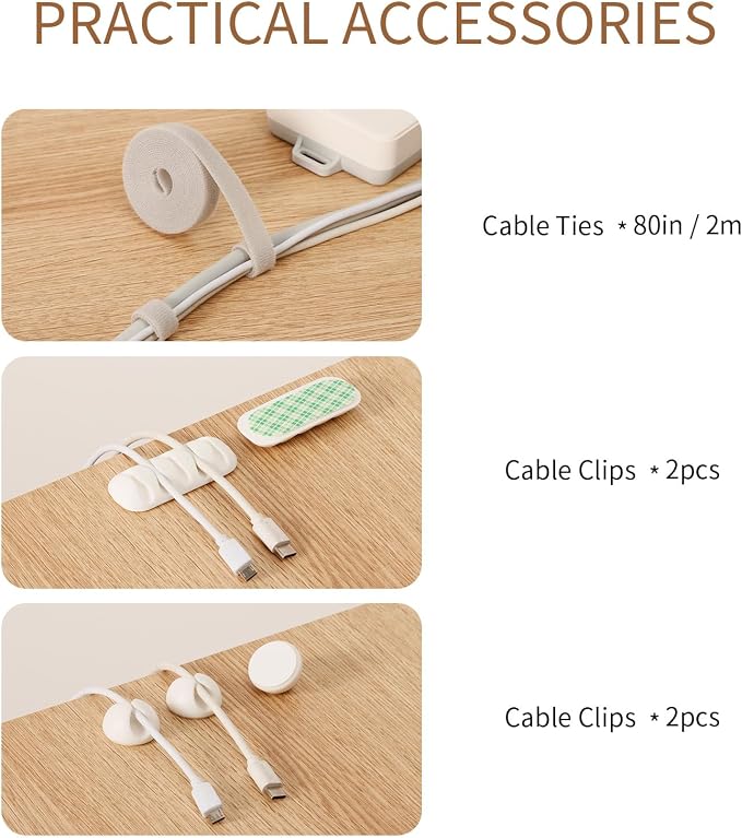 Cable Management Box, Wood Extension Cord Organizer, Handmade Power Strip Box for TV Computer Wire USB Hub System, Surge Protector Cord Hider Box on Desk or Floor (Large)