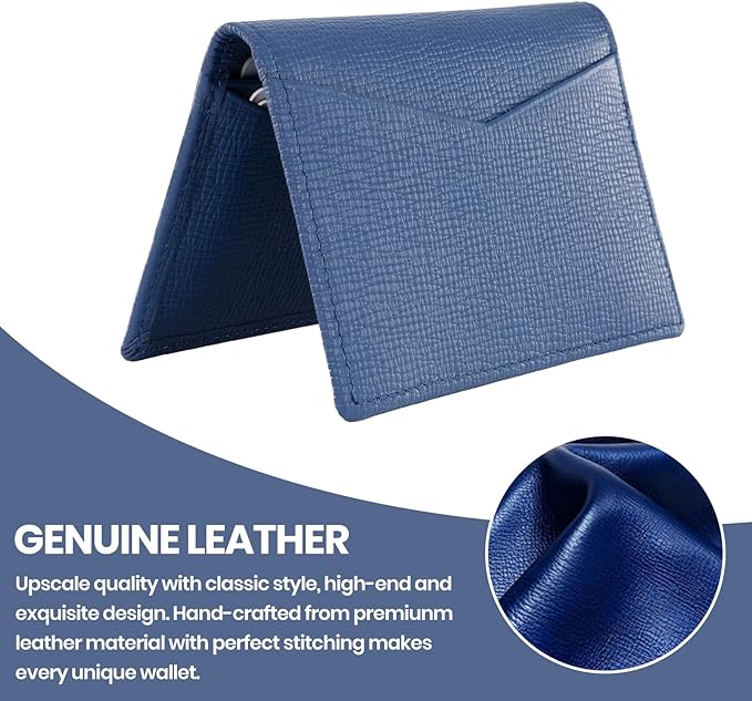 OLEIW Genuine Leather Minimalist Wallet: Slimfold Design for Front Pocket Comfort, Featuring Quick-Access ID Window & Secure RFID Blocking – The Ultimate Balance of Premium Texture and Daily Utility