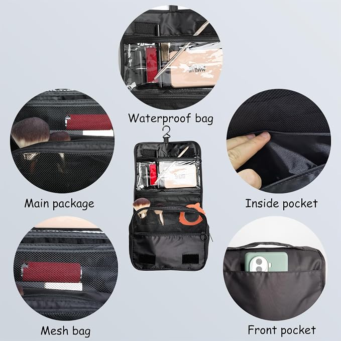 Foldable Hanging Travel Toiletry Bag,Waterproof Portable Travel Bags, Multifunction Travel Makeup Cosmetic Bag Organizer with Hanging Hook (Cactus)