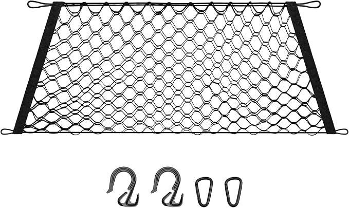 Canvcle Front Trunk Frunk Cargo Net for 2022-2025 2026 Ford F-150 Lightning Accessories Stand Envelope Style Mesh Trunk Net Organizer and Storage Stretchable Adjustable Elastic Nylon Cargo Netting