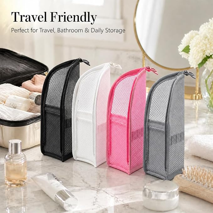 Standing Toiletry Bag, 4 Pcs Portable Lightweight Toiletry Bag for Travel, Waterproof EVA Mesh Large Capacity Toiletries Organizer Bag Cosmetic Zipper Pouch, Travel Essentials for Women Men
