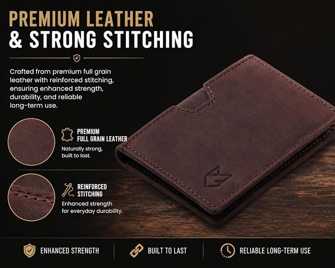 FOXHACKLE Full Grain Leather Credit Card Holder for Men and Women, Slim Bifold RFID Blocking Wallet, Thin Front Pocket Minimalist Wallet, Small Card Case.
