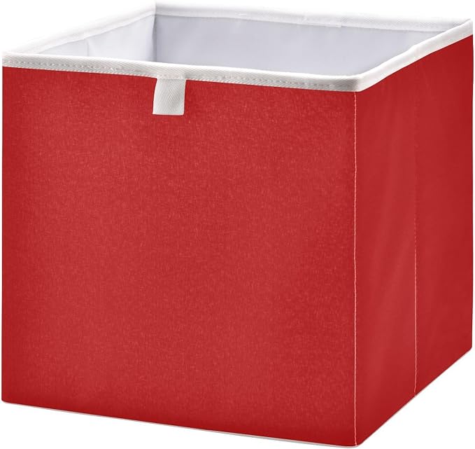 Crimson Red Solid Color Storage Baskets, 15.75x10.63x6.96 inch Foldable Decorative Fabric Storage Bins, Closet Organizer for Shelves, Clothes, Books & Bedroom Organization
