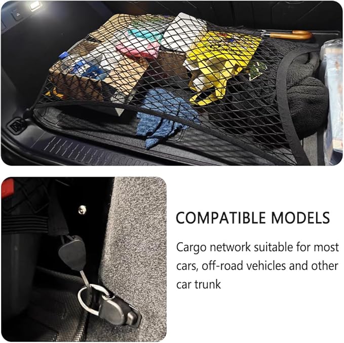 Cargo Net for SUV,Upgraded Highly Elastic Truck Cargo Net with Trunk Net Hooks - Stretch to 62.99"X47.24",Premium Truck Bed Netting for Cargo for Car Organizer and Storage