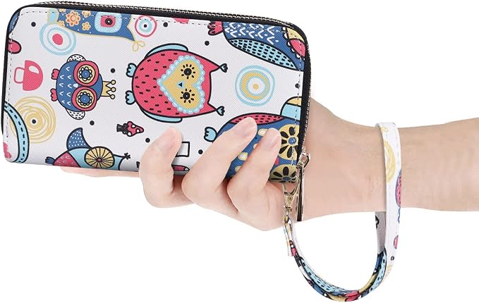 Cellphone Wallet for Women Dual Zipper Long Purse with Removable Wristlet