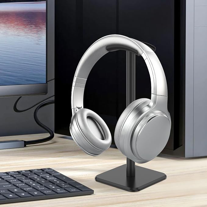 Headphone Stand Detachable Headset Stand Universal Headphone Holder Space Saving Earphone Stand for Desk for Most Wired and Wireless Headphones (Black)